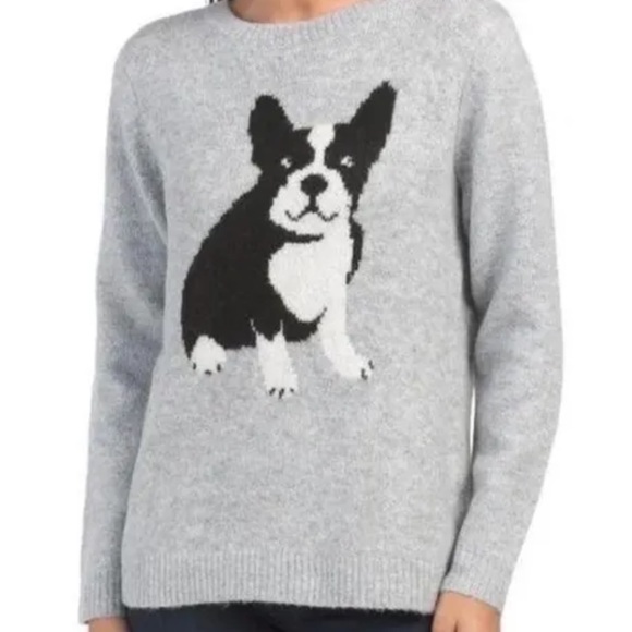 Cupcakes and Cashmere Grey Fuzzy Knit Boston Terrier Dog Sweater sz XS - Picture 13 of 13